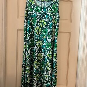 Tropical Floral Maxi Dress in Green and Black
